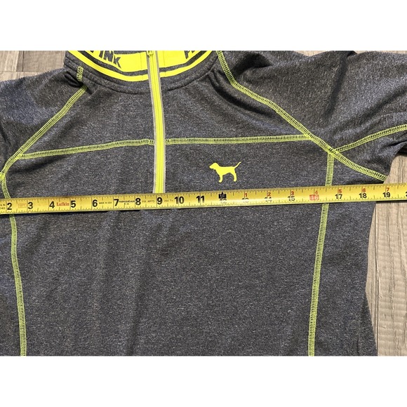 Victoria's Secret Ultimate Womens Medium Gray 1/4 Zip Sweatshirt Back Zip Pocket - Picture 14 of 16